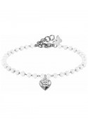 Cavigliera crystal pearls rosario in acciaio Pendente Butterfly e Cuore