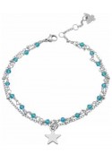 Cavigliera crystal pearls rosario in acciaio & pendente Butterfly and Star